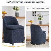 Modern Set of 2 Upholstered Dining Chairs with Soft Chenille, Ergonomic Side Chairs with 360° Swivel Wheels, 21'' L x 21" W x 31" H, Blue(m-7)