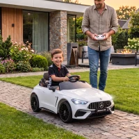 Qaba 12V Electric Car for Kids Licensed Mercedes AMG CLE 53 with Remote, Suspension, Lights, Music for 37-72 Months, White(m-2)