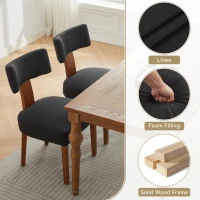 Ergonomic Linen Armless Dining Chair with Padded Seat Cushion, Modern Side Chair for Dining Room Living Room, 24.5'' L x 20.5"W x 34" H, Black(m-5)