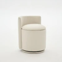 Cozy Velvet Swivel Accent Chair with Curved Backrest and Hidden Storage, Compact Storage Chair for Living Room, 18.5'' L x 18.5"W x 22" H, Beige(m-2)