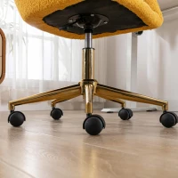 Sleek Teddy Fabric Office Chair with Adjustable Height and 360° Swivel, Ergonomic Chair with Gold Metal Base, 24.5'' L x 22.5" W x 33.5" H, Yellow(m-7)