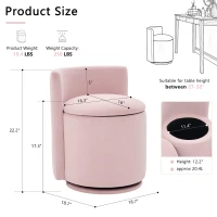 Elegant Velvet Accent Chair with 360° Swivel and 20L Hidden Storage, Chic Barrel Chair with Curved Backrest, 18.5'' L x 18.5" W x 22" H, Pink(m-3)