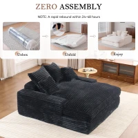 Spacious Corduroy Chaise Lounge Sofa with High-Resilience Foam, Plush Sleeper Couch for Living Room Apartment, 69'' L x 65.5"W x 24.5" H, Gray(m-10)