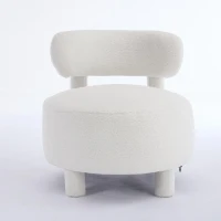 Cozy Teddy Fabric Accent Chair with Padded Seat Cushion, Modern Slipper Chair for Living Room Bedroom Vanity, 28.5'' L x 28.5"W x 30" H, White(m-13)