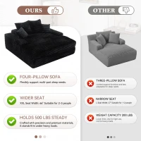 Oversized Corduroy Chaise Lounge Sofa with High-Resilience Foam, Cozy Sleeper Couch for Living Room Apartment, 69'' L x 65.5"W x 24.5" H, Black(m-5)