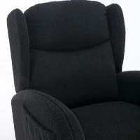 Cozy Teddy Fabric Rocking Chair with Wingback and Larger Seat, Ergonomic Nursery Chair for Living Room Bedroom, 38'' L x 28"W x 40" H, Black(m-10)