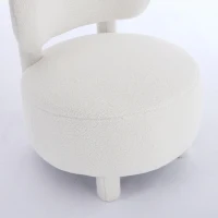Cozy Teddy Fabric Accent Chair with Padded Seat Cushion, Modern Slipper Chair for Living Room Bedroom Vanity, 28.5'' L x 28.5"W x 30" H, White(m-12)
