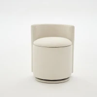 Cozy Velvet Swivel Accent Chair with Curved Backrest and Hidden Storage, Compact Storage Chair for Living Room, 18.5'' L x 18.5"W x 22" H, Beige(m-13)