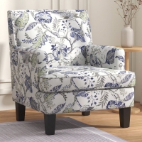 HOMCOM Upholstered Armchair, Mid-Century Accent Chair with Floral Pattern, Nailhead Trim for Living Room, Bedroom, Multicolour