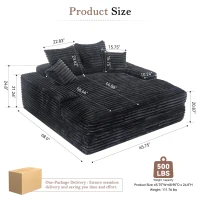 Spacious Corduroy Chaise Lounge Sofa with High-Resilience Foam, Plush Sleeper Couch for Living Room Apartment, 69'' L x 65.5"W x 24.5" H, Gray(m-3)