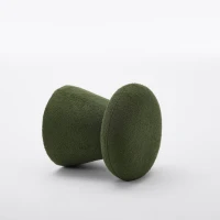 Mushroom-Shaped Swivel Ottoman with Teddy Upholstery, Chic Footstool with 360° Rotation and No Assembly, 16'' L x 16" W x 17.5" H, Green(m-15)