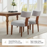 Modern Linen Armless Dining Chair with Padded Seat Cushion, Versatile Side Chair for Dining Room Living Room, 24.5'' L x 20.5"W x 34" H, Gray(m-9)