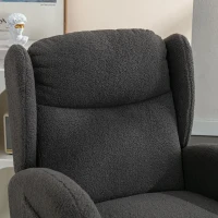 Elegant Teddy Fabric Rocking Chair with Ergonomic Backrest and Plush Filling, Accent Chair with Wooden Legs, 38'' L x 28" W x 40" H, Dark Gray(m-9)