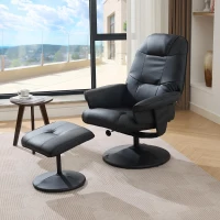 Ergonomic Massage Recliner Chair with Ottoman, Cozy Swivel Lounge Chair with Massage and Seat Heating, 31.5'' L x 29.5" W x 38" H, Black(m-4)