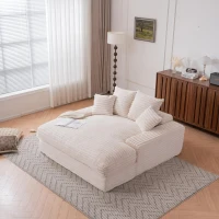 Oversized Chaise Sleeper Sofa with Corduroy, Pillows and Armrests, No-Assembly Lounge Chair for Living Room, 69'' L x 65.5" W x 24.5" H, Beige(m-12)