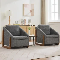 Elegant Chenille Armchair with Cushioned Seat and Nailhead Trim, Ergonomic Accent Chair with Sturdy Wood Frame, 29'' L x 29" W x 29" H, Gray(m-10)
