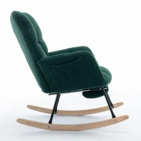 Cozy Teddy Fabric Rocking Chair with Adjustable Footstool, Ergonomic Nursery Chair for Living Room Bedroom, 37-49'' L x 26"W x 35-36" H, Green(m-14)
