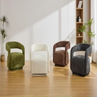 Cozy Chenille Swivel Accent Armchair with Curved Backrest, Stylish Barrel Leisure Chair for Living Room Study, 27.5'' L x 25.5"W x 29" H, White(m-11)
