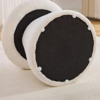 Cozy Teddy Fabric Mushroom Ottoman with 360-Degree Swivel, Versatile Shoe-Changing Stool for Bedroom Living Room, 16'' L x 16"W x 17.5" H, White(m-14)