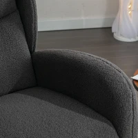 Elegant Teddy Fabric Rocking Chair with Ergonomic Backrest and Plush Filling, Accent Chair with Wooden Legs, 38'' L x 28" W x 40" H, Dark Gray(m-11)