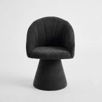 Comfortable Chenille Swivel Accent Armchair with Curved Backrest, Versatile Vanity Chair for Living Room, 22.5'' L x 22"W x 31.5" H, Gray(m-15)