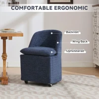 Modern Set of 2 Upholstered Dining Chairs with Soft Chenille, Ergonomic Side Chairs with 360° Swivel Wheels, 21'' L x 21" W x 31" H, Blue(m-5)