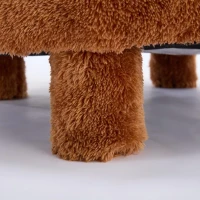 Cozy Fur Fabric Accent Chair with Padded Seat Cushion, Stylish Slipper Chair for Living Room Bedroom Vanity, 28.5'' L x 28.5"W x 30" H, Khaki(m-13)