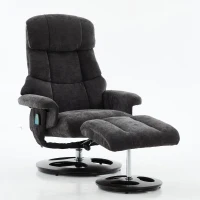 Ergonomic Recliner Chair with Ottoman and Massage, Swivel Lounge Chair with Heated Seat and 140° Recline, 32'' L x 33" W x 43.5" H, Dark Gray(m-2)
