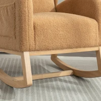 Elegant Teddy Fabric Rocking Chair with Ergonomic Backrest, Modern Lounge Chair with Wooden Frame and Legs, 38'' L x 28" W x 40" H, Khaki(m-10)