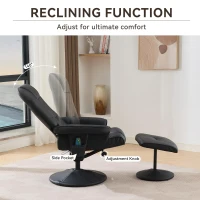 Ergonomic Massage Recliner Chair with Ottoman, Cozy Swivel Lounge Chair with Massage and Seat Heating, 31.5'' L x 29.5" W x 38" H, Black(m-8)