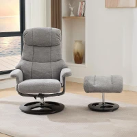 Ergonomic Recliner Chair with Ottoman and Massage, Cozy Swivel Lounge Chair with Heated Seat and 140° Recline, 32'' L x 33" W x 43.5" H, Grey(m-9)