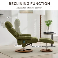Ergonomic Recliner Chair with Ottoman and Massage, Cozy Swivel Lounge Chair with Heated Seat and 140° Recline, 32'' L x 33" W x 43.5" H, Green(m-6)