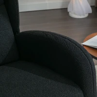 Cozy Teddy Fabric Rocking Chair with Wingback and Larger Seat, Ergonomic Nursery Chair for Living Room Bedroom, 38'' L x 28"W x 40" H, Black(m-6)