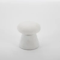 Cozy Teddy Fabric Mushroom Ottoman with 360-Degree Swivel, Versatile Shoe-Changing Stool for Bedroom Living Room, 16'' L x 16"W x 17.5" H, White(m-15)