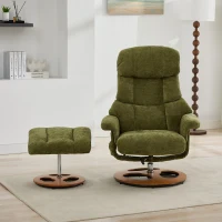 Ergonomic Recliner Chair with Ottoman and Massage, Cozy Swivel Lounge Chair with Heated Seat and 140° Recline, 32'' L x 33" W x 43.5" H, Green(m-9)