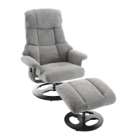 Ergonomic Recliner Chair with Ottoman and Massage, Cozy Swivel Lounge Chair with Heated Seat and 140° Recline, 32'' L x 33" W x 43.5" H, Grey(m-2)