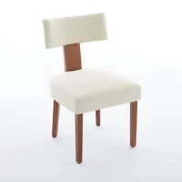 Modern Linen Armless Dining Chair with Padded Seat Cushion, Stylish Side Chair for Dining Room Living Room, 24.5'' L x 20.5"W x 34" H, Beige(m-15)