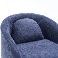 Soft Elegant Chenille Dining Armchair with Back Cushion, Modern Ergonomic Swivel Chair with Universal Wheels, 22'' L x 24.5" W x 30" H, Blue(m-11)