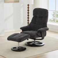 Ergonomic Recliner Chair with Ottoman and Massage, Swivel Lounge Chair with Heated Seat and 140° Recline, 32'' L x 33" W x 43.5" H, Dark Gray(m-10)