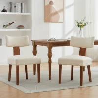 Modern Linen Armless Dining Chair with Padded Seat Cushion, Stylish Side Chair for Dining Room Living Room, 24.5'' L x 20.5"W x 34" H, Beige(m-1)