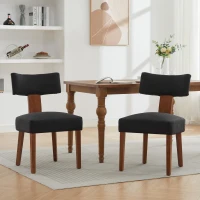 Ergonomic Linen Armless Dining Chair with Padded Seat Cushion, Modern Side Chair for Dining Room Living Room, 24.5'' L x 20.5"W x 34" H, Black(m-1)