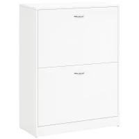 HOMCOM Shoe Cabinet with 2 Flip Drawers, Narrow Shoe Storage Cabinet with Adjustable Shelves for Entryway, Hallway, White(m-11)