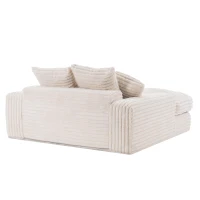 Oversized Corduroy Chaise Lounge Sofa with High-Resilience Foam, Plush Sleeper Couch for Living Room Apartment, 69'' L x 65.5"W x 24.5" H, Beige(m-11)