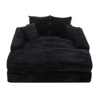 Oversized Corduroy Chaise Lounge Sofa with High-Resilience Foam, Cozy Sleeper Couch for Living Room Apartment, 69'' L x 65.5"W x 24.5" H, Black(m-13)
