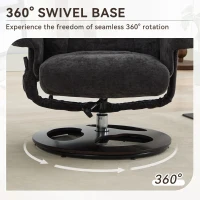 Ergonomic Recliner Chair with Ottoman and Massage, Swivel Lounge Chair with Heated Seat and 140° Recline, 32'' L x 33" W x 43.5" H, Dark Gray(m-7)