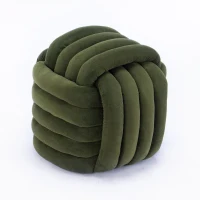 Cozy Modern Knot Design Ottoman with Soft Chenille and Foam Filling, Chic Makeup Stool with No Assembly, 19.5'' L x 19.5" W x 17.5" H, Green(m-13)