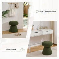 Mushroom-Shaped Swivel Ottoman with Teddy Upholstery, Chic Footstool with 360° Rotation and No Assembly, 16'' L x 16" W x 17.5" H, Green(m-9)