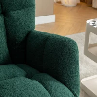 Cozy Teddy Fabric Rocking Chair with Adjustable Footstool, Ergonomic Nursery Chair for Living Room Bedroom, 37-49'' L x 26"W x 35-36" H, Green(m-13)