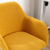 Sleek Teddy Fabric Office Chair with Adjustable Height and 360° Swivel, Ergonomic Chair with Gold Metal Base, 24.5'' L x 22.5" W x 33.5" H, Yellow(m-6)
