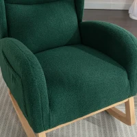 Elegant Teddy Fabric Rocking Chair with Ergonomic Backrest and Plush Filling, Accent Chair with Wooden Legs, 38'' L x 28" W x 40" H, Green(m-7)